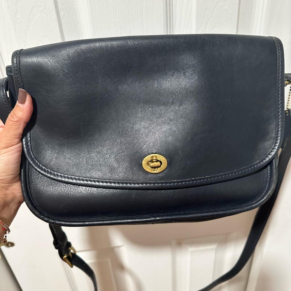 Coach City Vintage Navy Leather Crossbody Bag